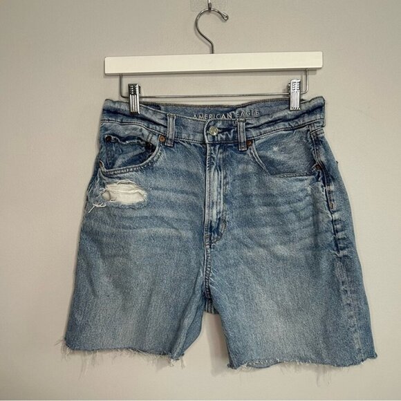 American Eagle Pants - American Eagle Outfitters Women's Blue Distressed Raw Hem Jean Shorts Size 8